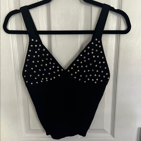 Hana Tops - Black Embellished Bustier Tank Top